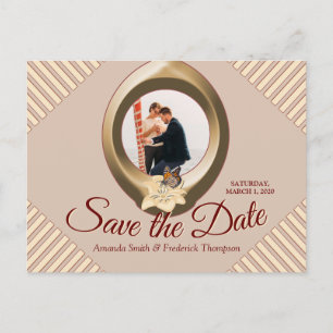 Tan - Marsala Wine & Modern Save the Date Ankündigungspostkarte