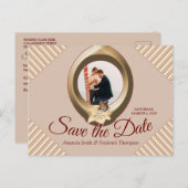 Tan - Marsala Wine & Modern Save the Date Ankündigungspostkarte (Vorne/Hinten)