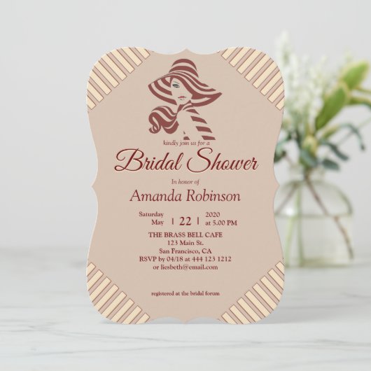 Tan - Marsala Wine & Modern von Pink Einladung (Stehend Vorderseite)