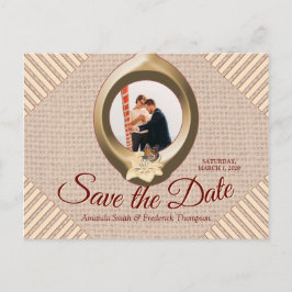 Tan - Marsala Wine & Textured Save the Date Ankündigungspostkarte