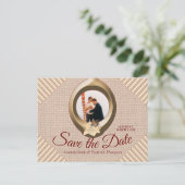 Tan - Marsala Wine & Textured Save the Date Ankündigungspostkarte (Stehend Vorderseite)