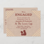 Tan - Marsala Wine & Textured Verlobung Einladungspostkarte (Vorne/Hinten)