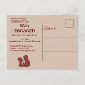 Tan - Marsala Wine & Textured Verlobung Einladungspostkarte (Rückseite)