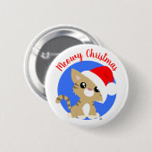 Tan Meowy Christmas Kitty Button (Vorne & Hinten)