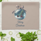 Tan Merry Christmas Ornament Küchentuch (Gefaltet)