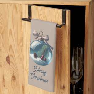 Tan Merry Christmas Ornament Küchentuch