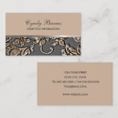 Tan Metallic Damask Business Card Visitenkarte (Vorne/Hinten)