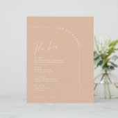 Tan Minimalistisch Calligraphy Wedding Bar Menu (Stehend Vorderseite)