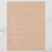 Tan Minimalistisch Calligraphy Wedding Bar Menu (Vorderseite)