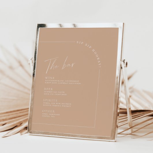 Tan Minimalistisch Calligraphy Wedding Bar Menu