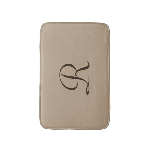 Tan Mit Monogramm Plush Bath Mat Badematte (Vorderseite Vertikal)