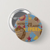 Tan mit rot und hellblau button (Vorne & Hinten)