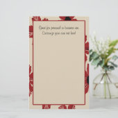 TAN mit roter Blumengrenze Briefpapier (Stehend Vorderseite)