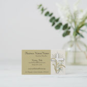 TAN mit schönen BlumenquerVisitenkarten Visitenkarte (Stehend Vorderseite)