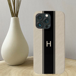 Tan mit schwarzem Streifen und Tan-Monogramm Case-Mate iPhone Hülle