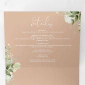 Tan Modern Botanical Greenerity Foto Wedding Dreifach Gefaltete Einladung (Innen Erste Seite)