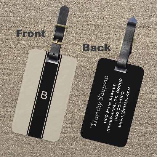 Tan Monogram Gepäckmarke für Männer Gepäckanhänger