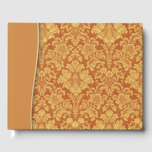 Tan Natural Damask Wedding oder Shower Guestbook Gästebuch (Vorderseite)
