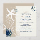 Tan Navy Blue Ivory Beach Brautparty Einladung (Vorne/Hinten)