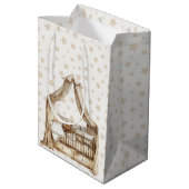 TAN NEUTRAL FARBEN BOHO BABY CRIB MITTLERE GESCHENKTÜTE (Rückseite Schrägansicht)