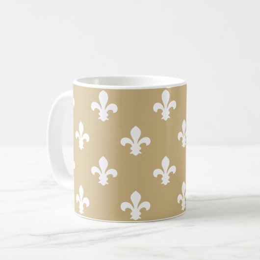Tan Neutral Fleur de Lys Kaffeetasse (Vorderseite Links)