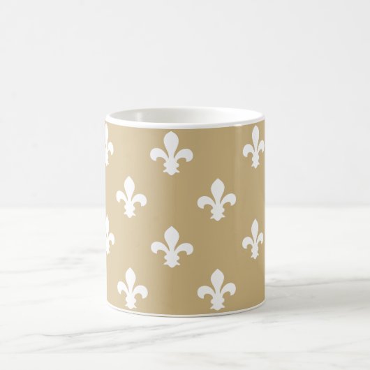 Tan Neutral Fleur de Lys Kaffeetasse (Mittel)