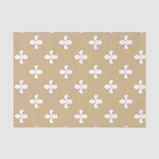 Tan Neutral Fleur de Lys Seidenpapier (Vorderseite)