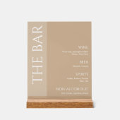 Tan Neutral Two Tone Wedding Bar Menu Acrylschild (Vorderseite)