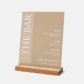 Tan Neutral Two Tone Wedding Bar Menu Acrylschild (Winkel)