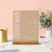 Tan Neutral Two Tone Wedding Bar Menu Acrylschild (Hochzeit)