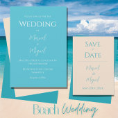 Tan Ocean Blue Wedding speichert die Datumskarte Save The Date