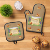 Tan Ofenhandschuh & Topflappen Set mit Bibelvers (Oben Unten)
