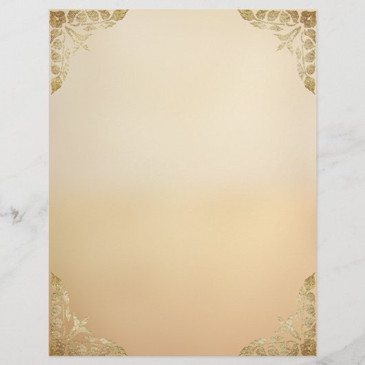 Tan Ombre mit Gold Filigree Corners Briefbogen (Vorderseite)