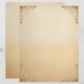 Tan Ombre mit Gold Filigree Corners Briefbogen (Vorne/Hinten)