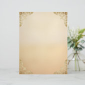Tan Ombre mit Gold Filigree Corners Briefbogen (Stehend Vorderseite)