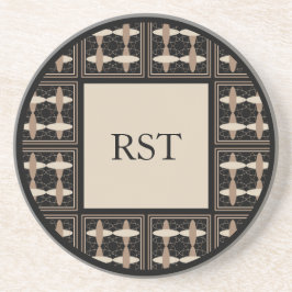 Tan on Black Initials Getränkeuntersetzer