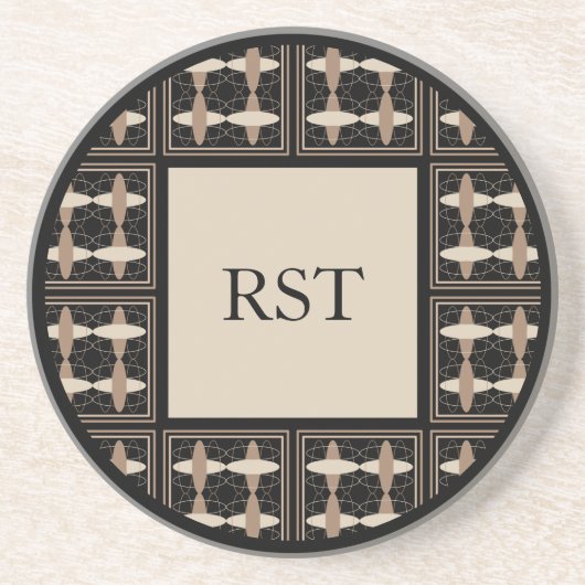 Tan on Black Initials Getränkeuntersetzer (Vorne)