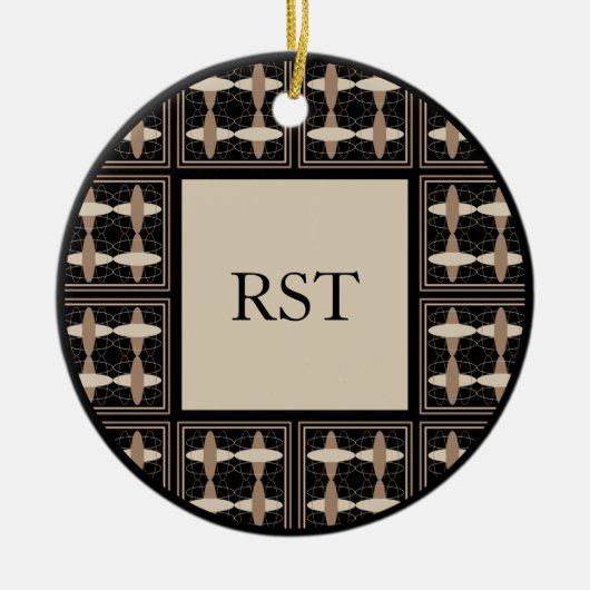 Tan on Black Initials Keramik Ornament (Vorne)