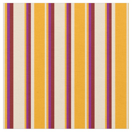 Tan, Orange, Lila & Maroon Lines Stoff (Nahaufnahme)