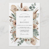 Tan Painterly Bloom Wedding Einladung (Vorderseite)