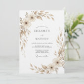 Tan Painterly Botanical Wedding Einladung (Stehend Vorderseite)