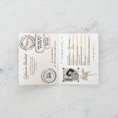 Tan Palm Tree Passport Wedding Einladung (Innenseite)