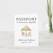 Tan Palm Tree Passport Wedding Einladung (Vorderseite)