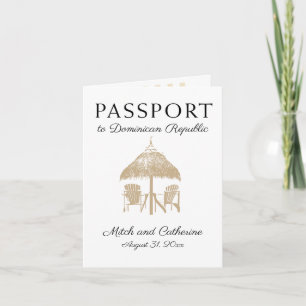 Tan Palm Tree Passport Wedding Einladung