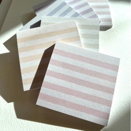 Tan Pastel Stripe Postit Notes Post-it Klebezettel