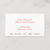 Tan Pest Kontrolle Exterminator Service Visitenkarte (Rückseite)