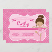 Tan Pink Ballerina Birthday Einladung (Vorne/Hinten)