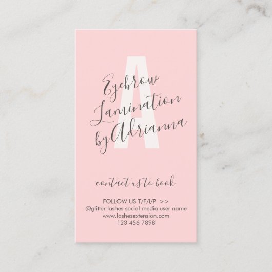 Tan Pink Brow Lamination Aftercare-Ratschläge Visitenkarte (Vorderseite)