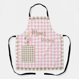 Tan & Pink Gingham Wildblume Mama Küche Schürze