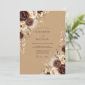 Tan Polished Autumnal Wedding Einladung (Stehend Vorderseite)